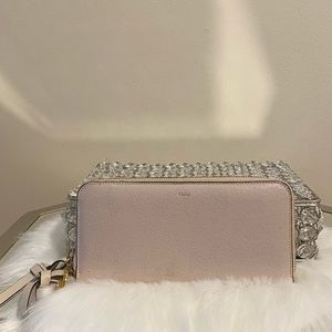 Chloe’ Alphabet Long Wallet in Cream and Gold